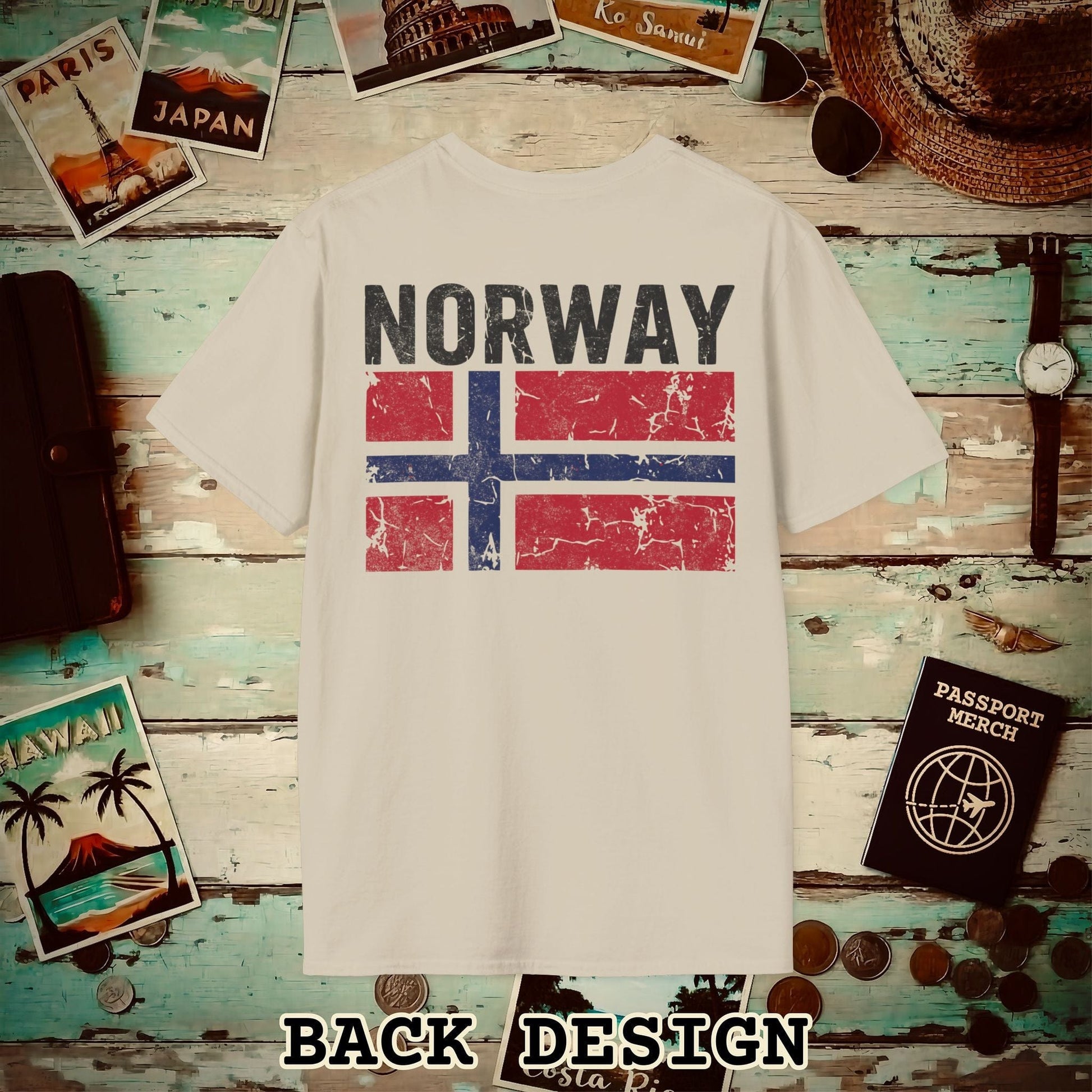 Norway Vintage Flag Back Print T-Shirt Sand / S