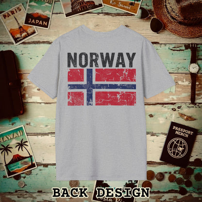 Norway Vintage Flag Back Print T-Shirt Sport Grey / S