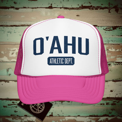 Oahu Athletic Dept. Hawaii Trucker Hat Hot Pink/ White/ Hot Pink / One size