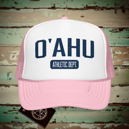 Oahu Athletic Dept. Hawaii Trucker Hat Light Pink/White / One size