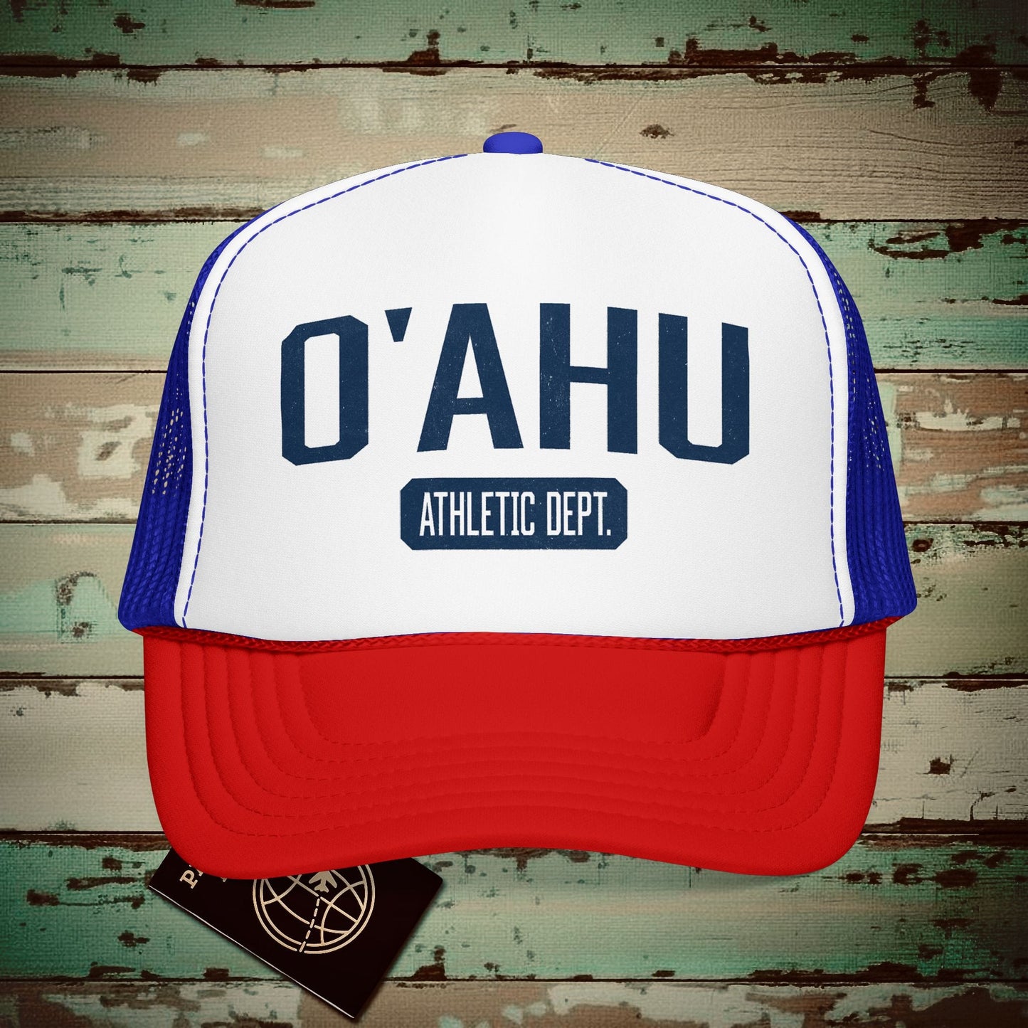 Oahu Athletic Dept. Hawaii Trucker Hat Red / White / Royal / One size