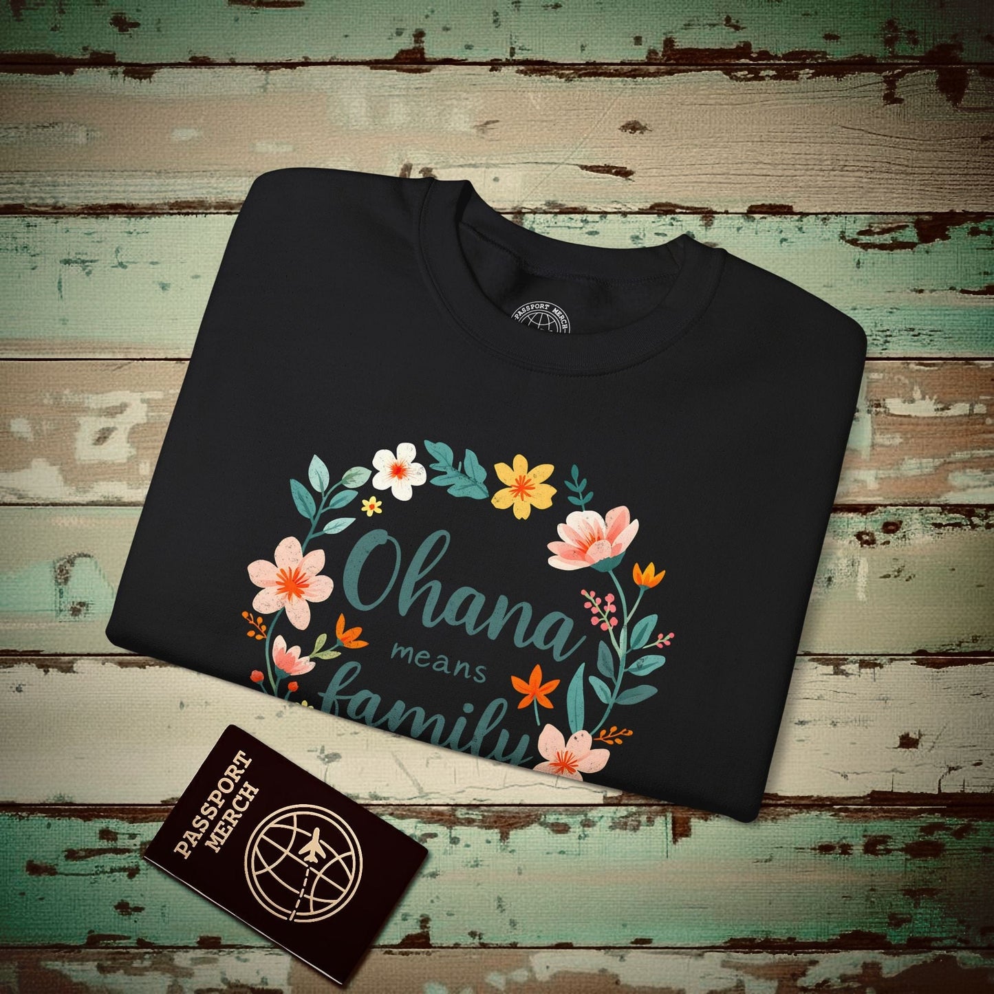 Ohana Means Family, Hawaii Crewneck Black / S