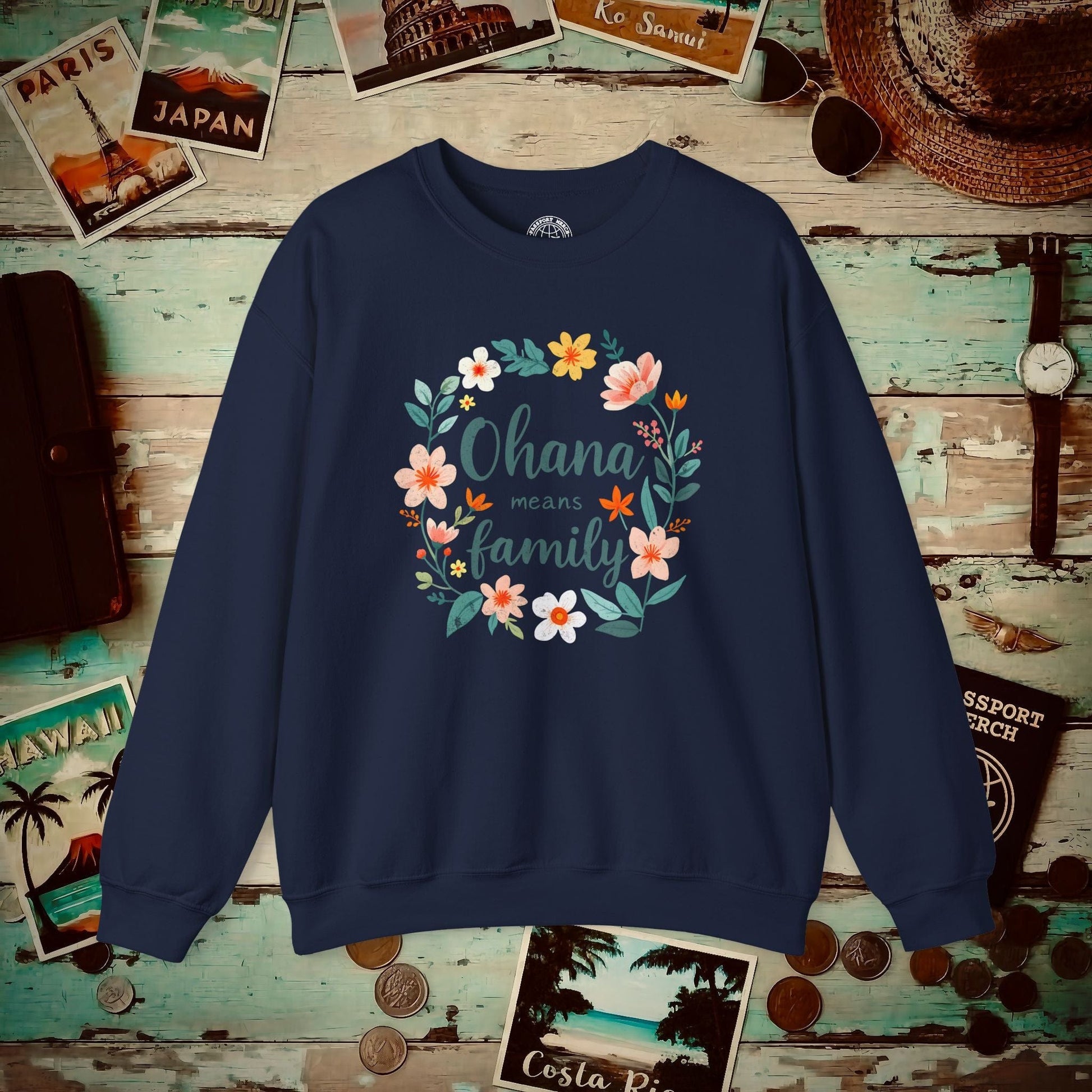 Ohana Means Family, Hawaii Crewneck Navy / S