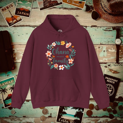 Ohana Means Family, Hawaii Hoodie Maroon / S