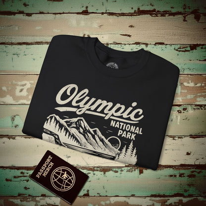 Olympic National Park Vintage Monochrome, Washington Crewneck Black / S