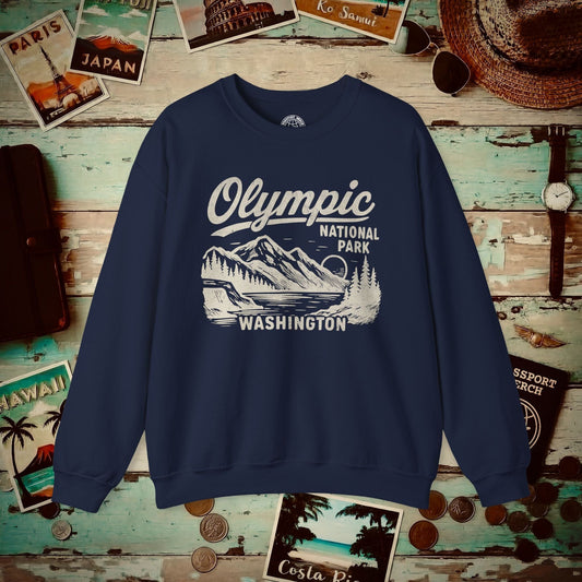 Olympic National Park Vintage Monochrome, Washington Crewneck Navy / S