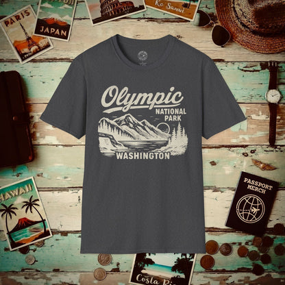 Olympic National Park Vintage Monochrome, Washington T-Shirt Dark Heather / S