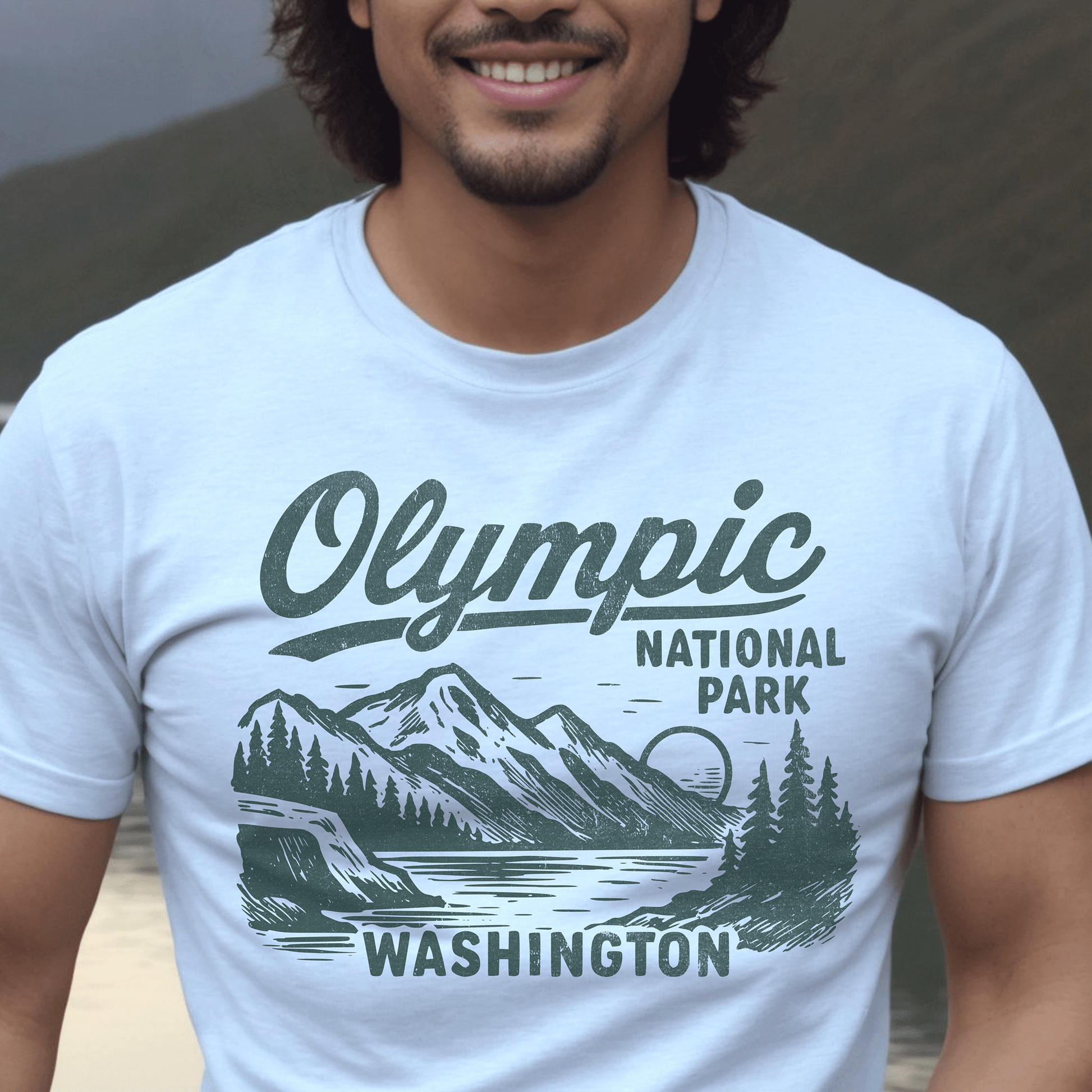 Olympic National Park Vintage Monochrome, Washington T-Shirt White / S