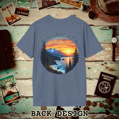 Olympic National Park, Washington, Back Print T-Shirt Heather Indigo / S