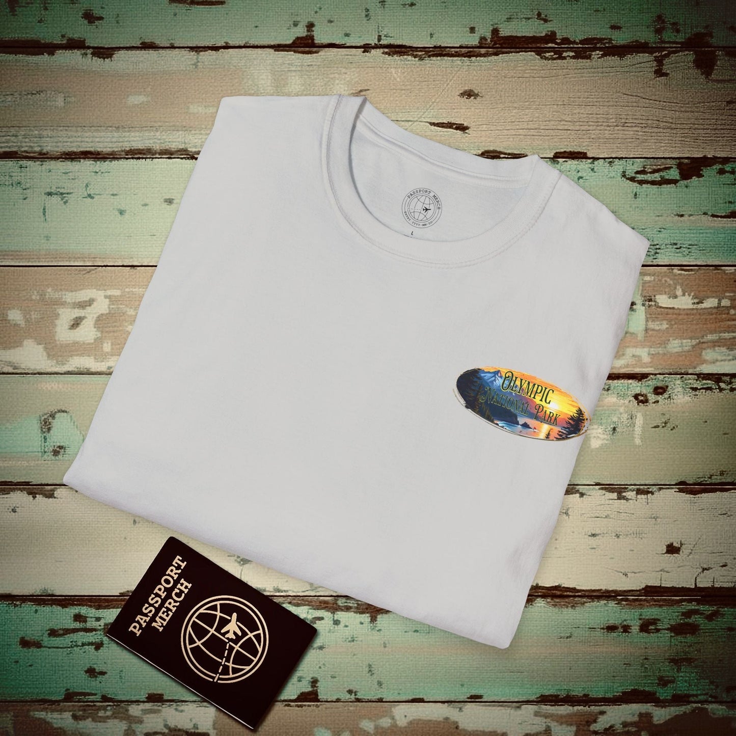 Olympic National Park, Washington, Back Print T-Shirt Ice Grey / S