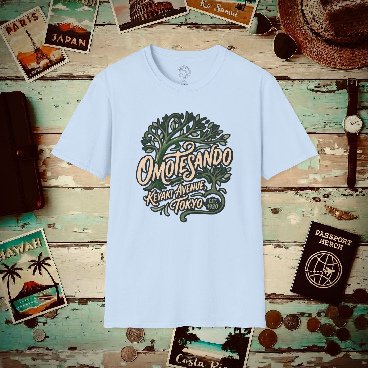 Omotesando Keyaki Tree, Japan T-Shirt Light Blue / S