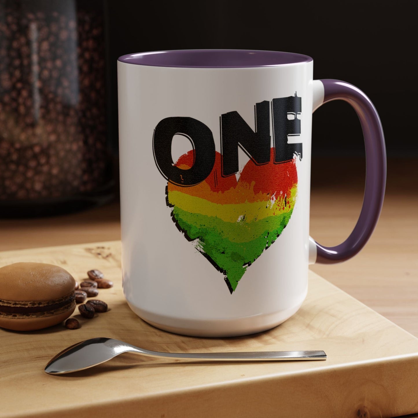 One Heart, Jamaican Reggae 15oz Mug Purple / 15oz