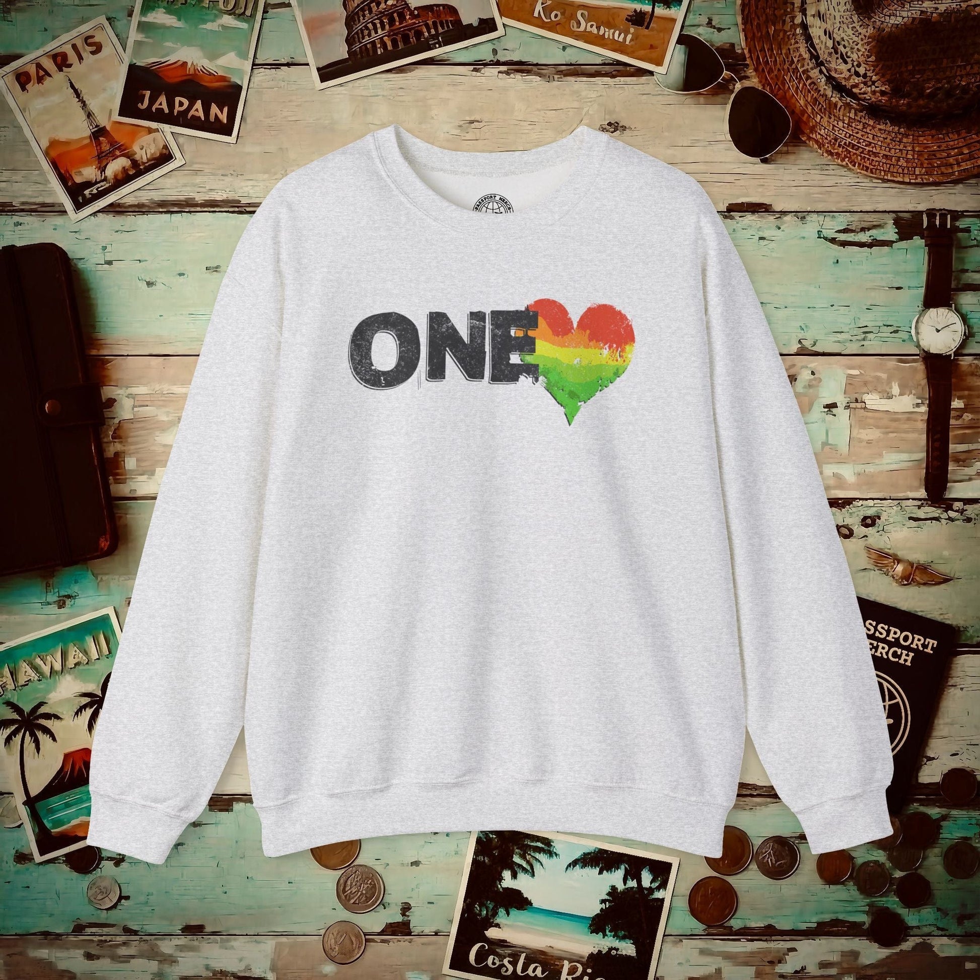 One Heart, Jamaican Reggae Crewneck Ash / S