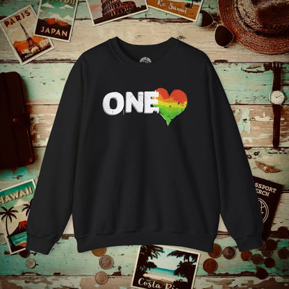 One Heart, Jamaican Reggae Crewneck Black / S