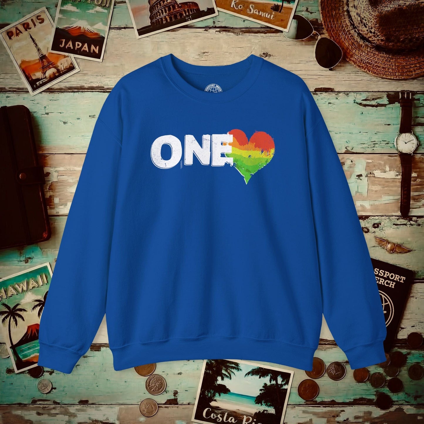 One Heart, Jamaican Reggae Crewneck Royal / S