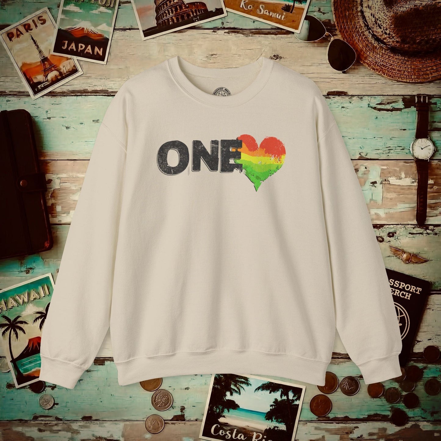 One Heart, Jamaican Reggae Crewneck Sand / S