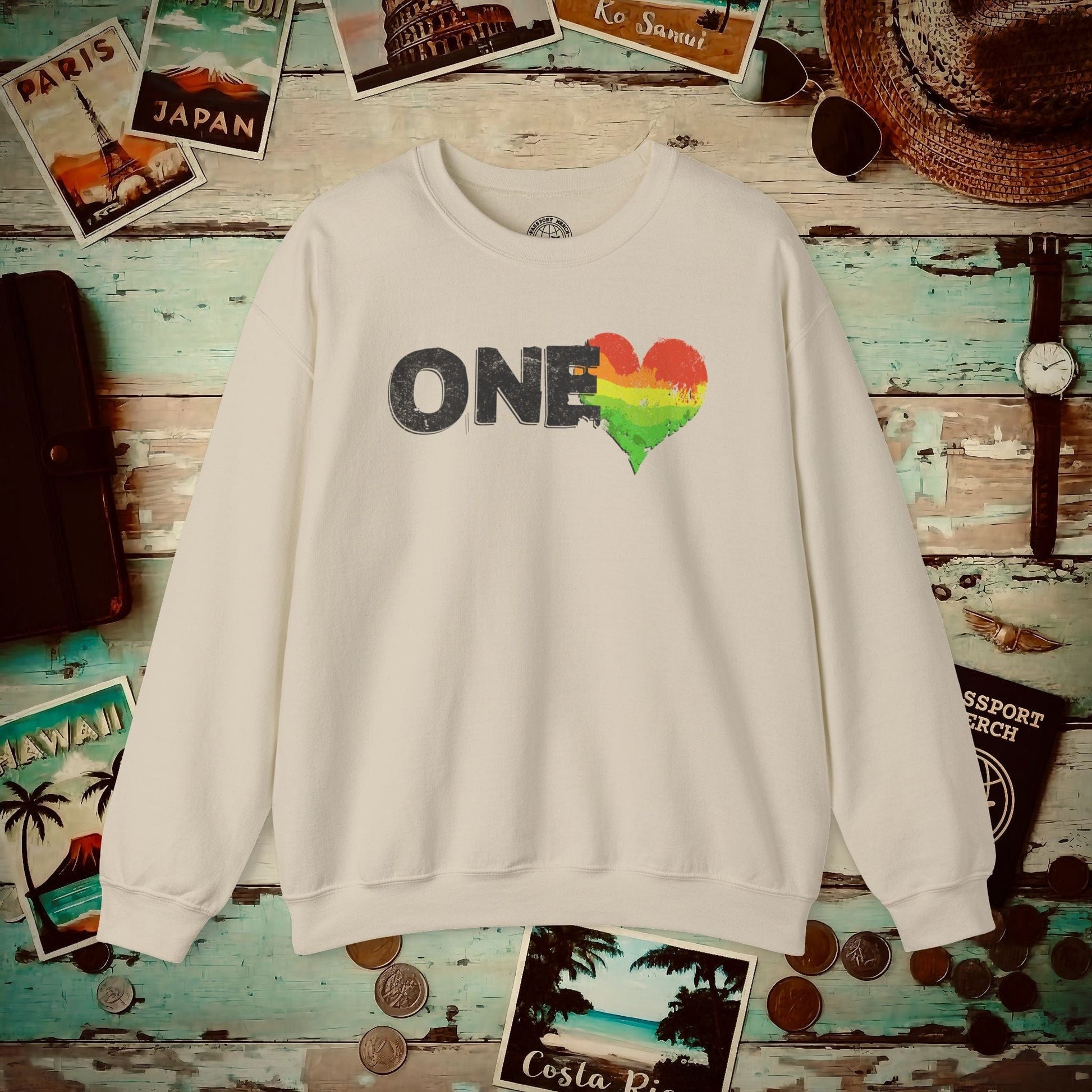 One Heart, Jamaican Reggae Crewneck Sand / S