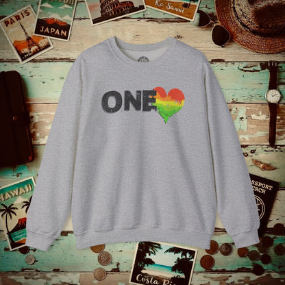 One Heart, Jamaican Reggae Crewneck Sport Grey / S
