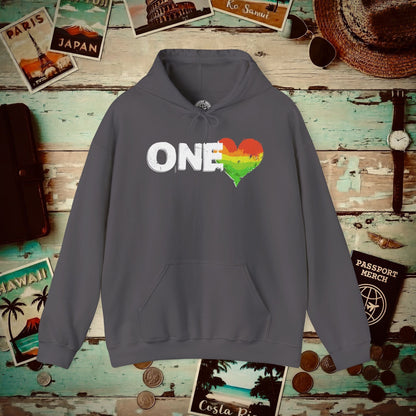 One Heart, Jamaican Reggae Hoodie Charcoal / S
