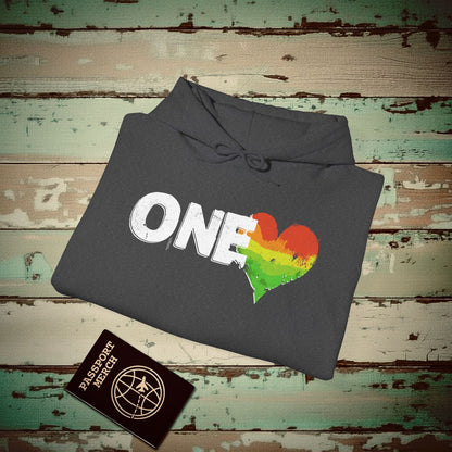 One Heart, Jamaican Reggae Hoodie Dark Heather / S