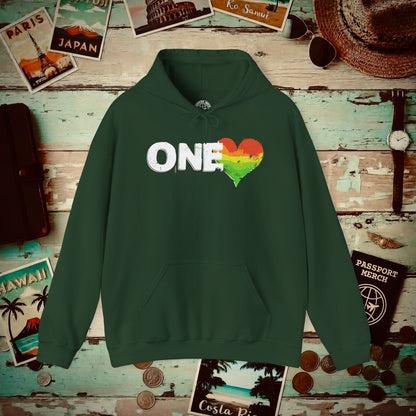 One Heart, Jamaican Reggae Hoodie Forest Green / S