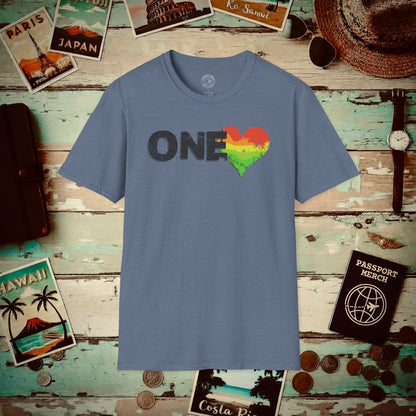 One Heart, Jamaican Reggae T-Shirt Heather Indigo / S