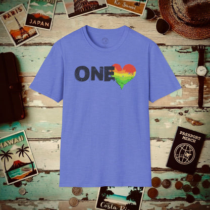 One Heart, Jamaican Reggae T-Shirt Heather Royal / S