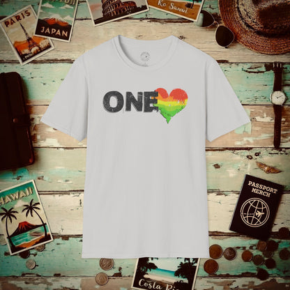 One Heart, Jamaican Reggae T-Shirt Ice Grey / S