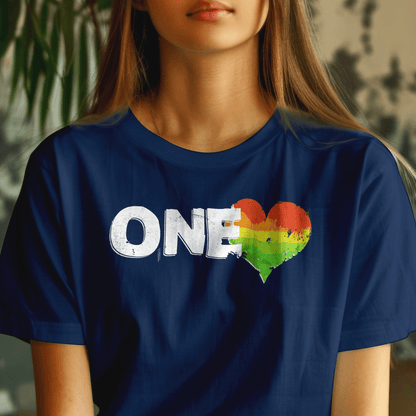 One Heart, Jamaican Reggae T-Shirt Navy / S