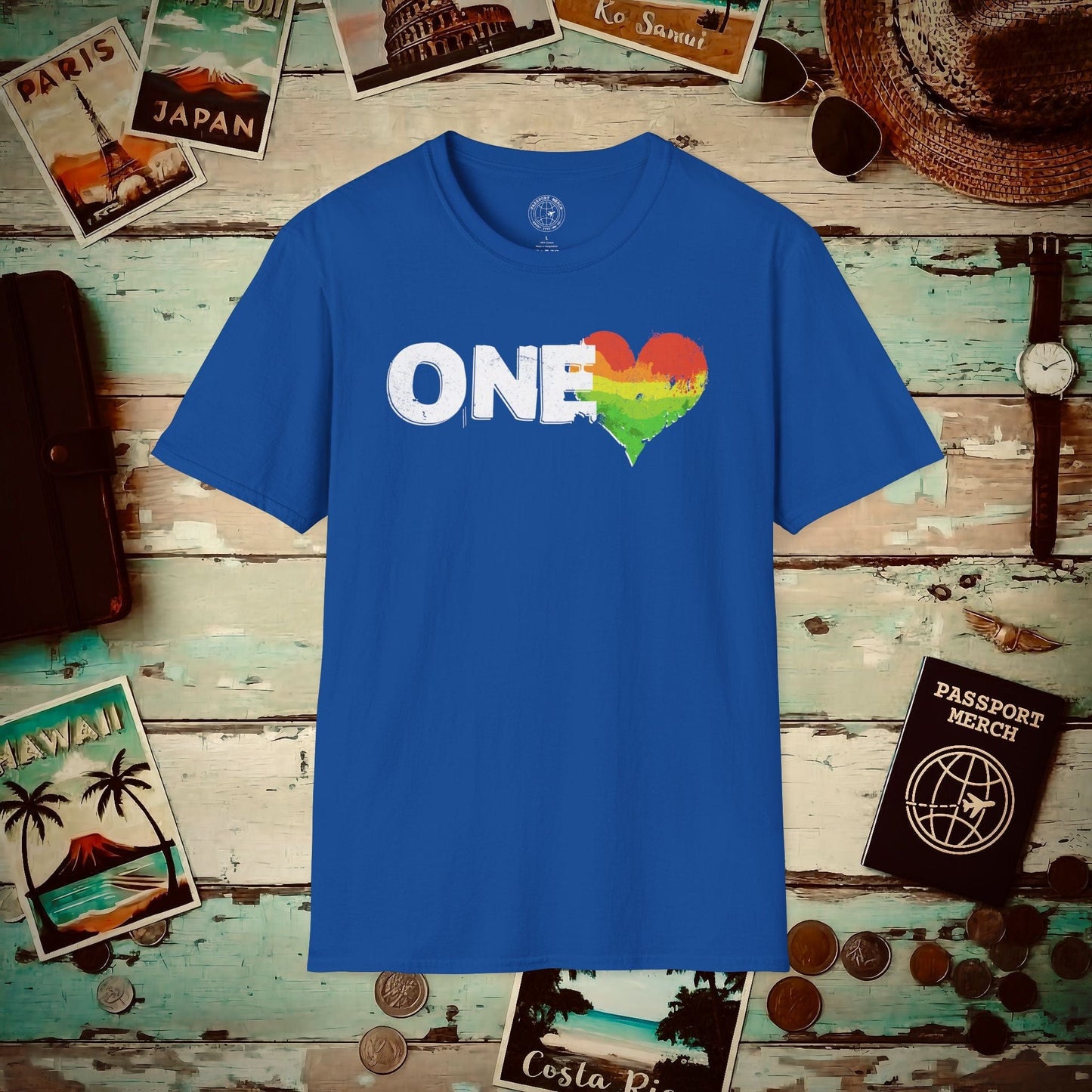 One Heart, Jamaican Reggae T-Shirt Royal / S