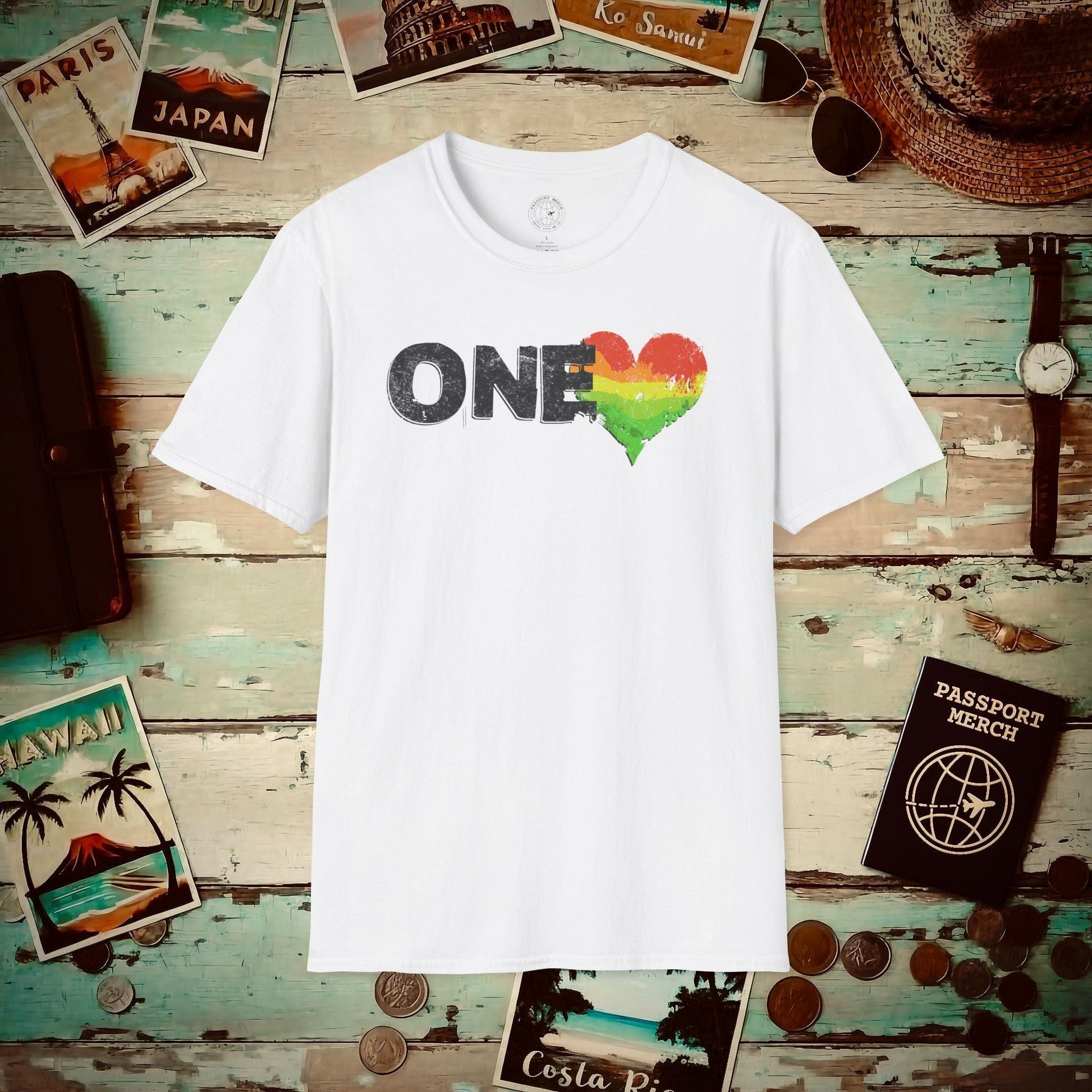One Heart, Jamaican Reggae T-Shirt White / S