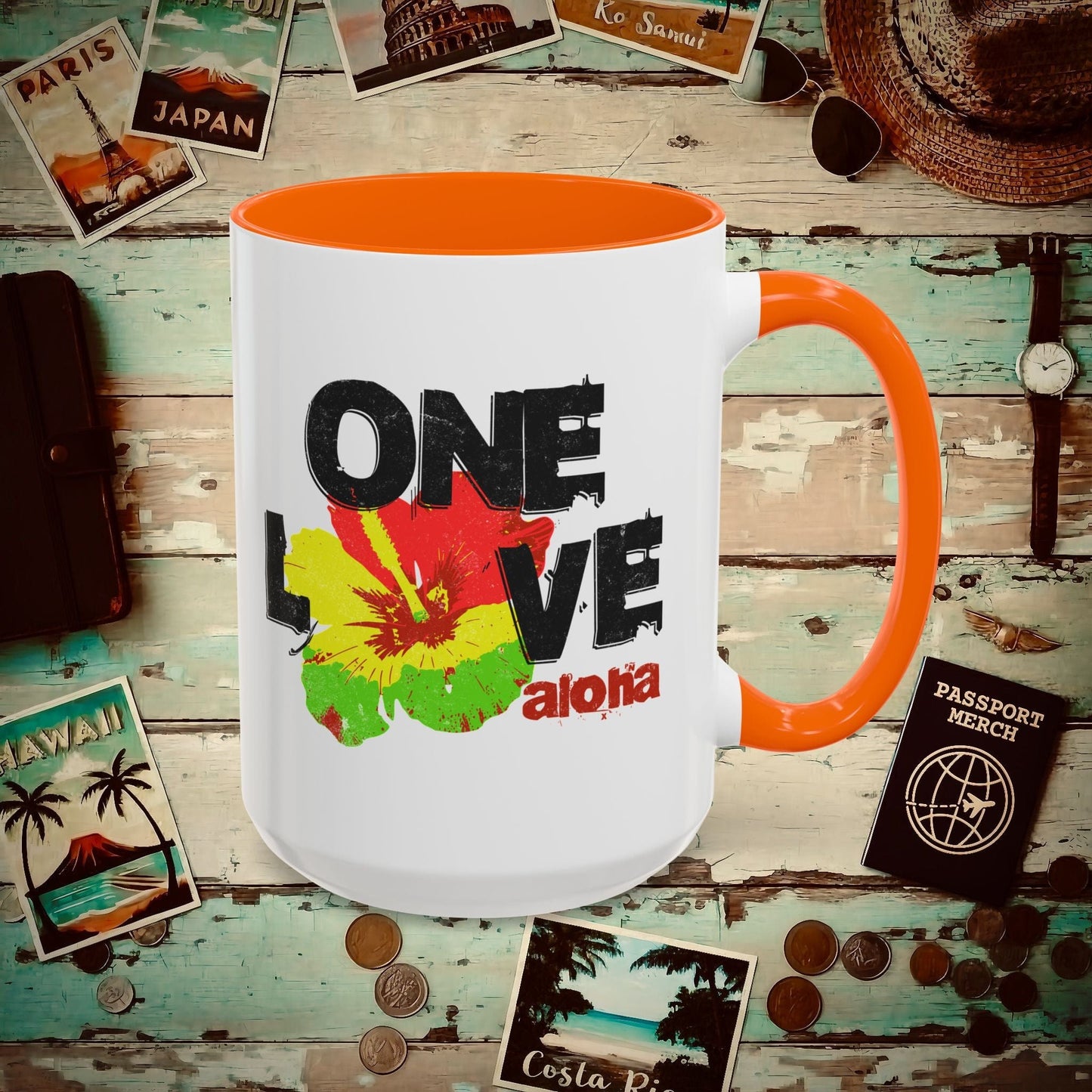 One Love, Aloha, Hawaii 15oz Mug Orange / 15oz