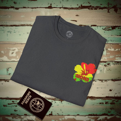 One Love, Aloha, Hawaii, Back Print T-Shirt Dark Heather / S