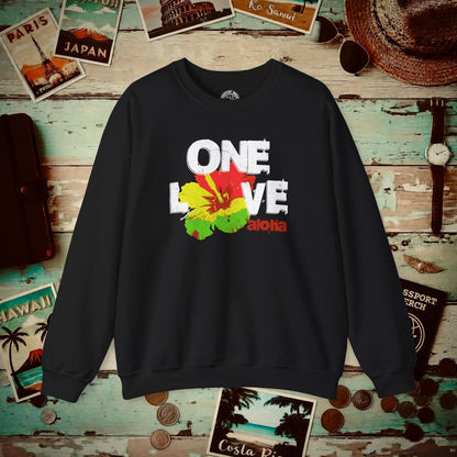 One Love, Aloha, Hawaii Crewneck Black / S