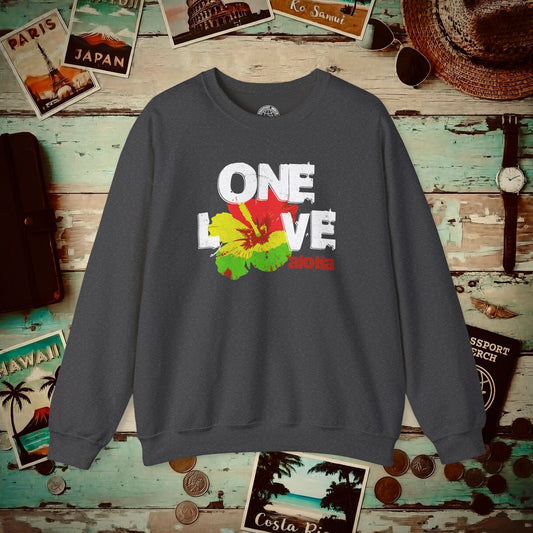 One Love, Aloha, Hawaii Crewneck Dark Heather / S