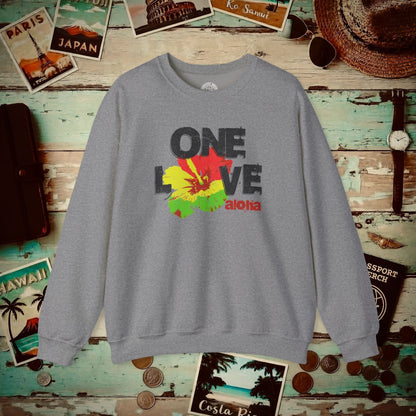 One Love, Aloha, Hawaii Crewneck Graphite Heather / S