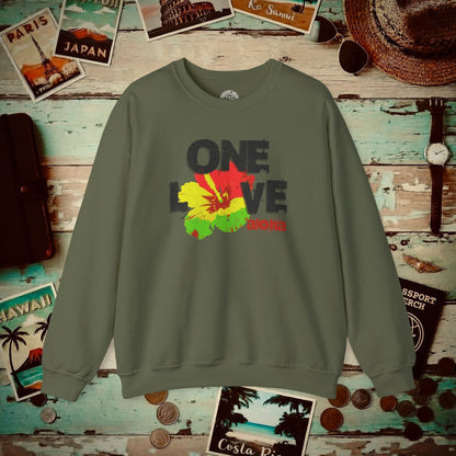 One Love, Aloha, Hawaii Crewneck Military Green / S