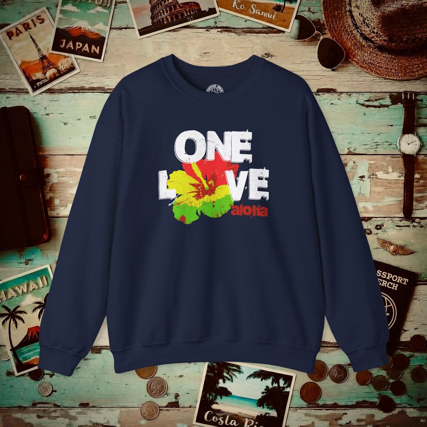 One Love, Aloha, Hawaii Crewneck Navy / S