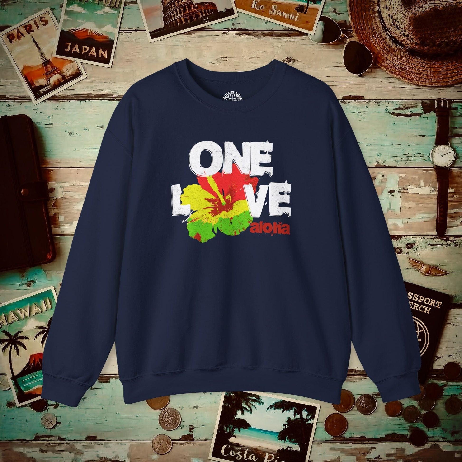 One Love, Aloha, Hawaii Crewneck Navy / S