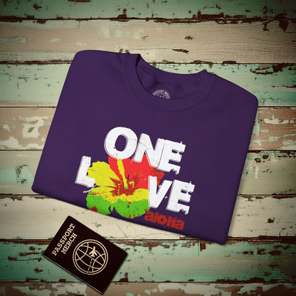 One Love, Aloha, Hawaii Crewneck Purple / S