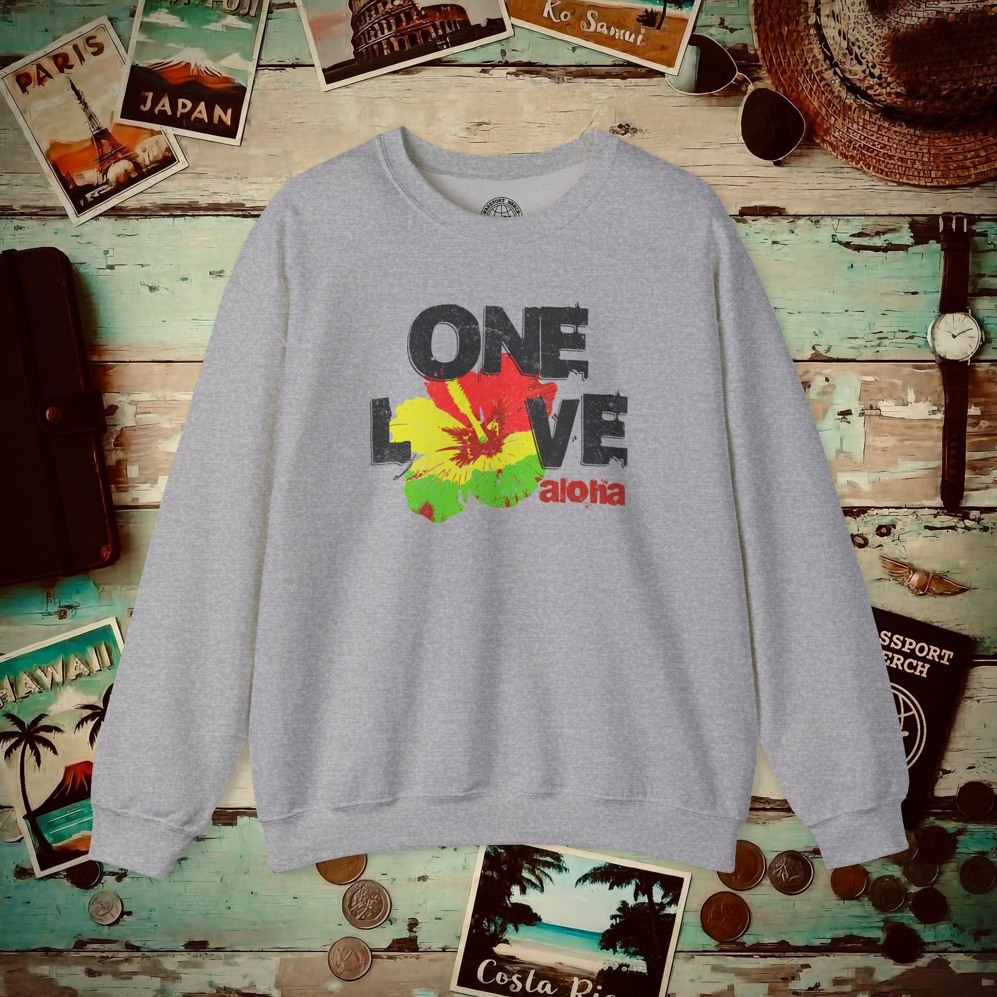 One Love, Aloha, Hawaii Crewneck Sport Grey / S