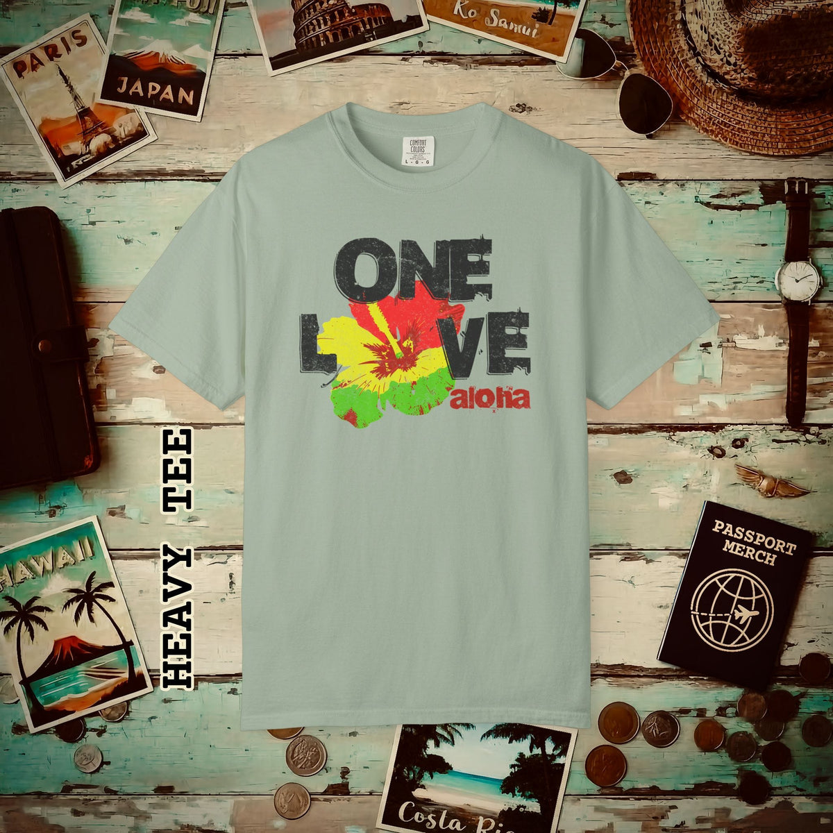 One Love, Aloha, Hawaii Heavy Tee Bay / S