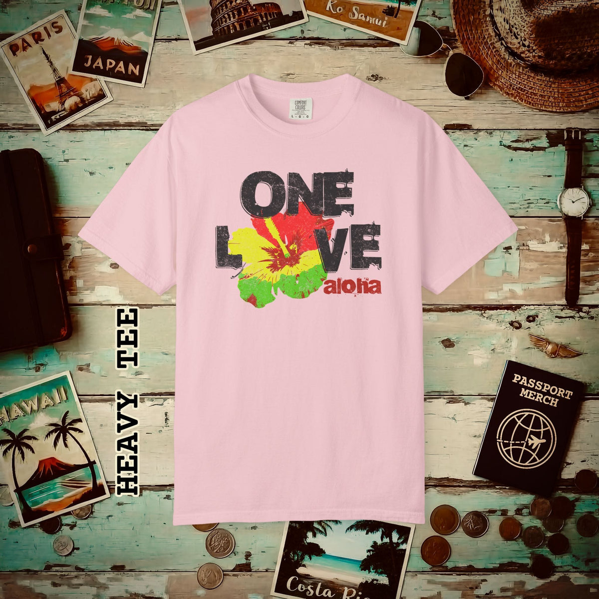 One Love, Aloha, Hawaii Heavy Tee Blossom / S