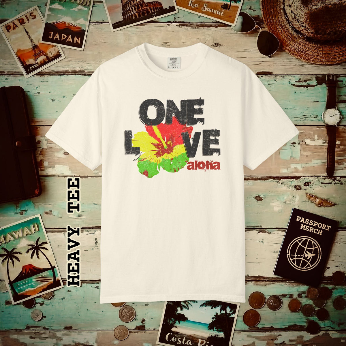 One Love, Aloha, Hawaii Heavy Tee Ivory / S