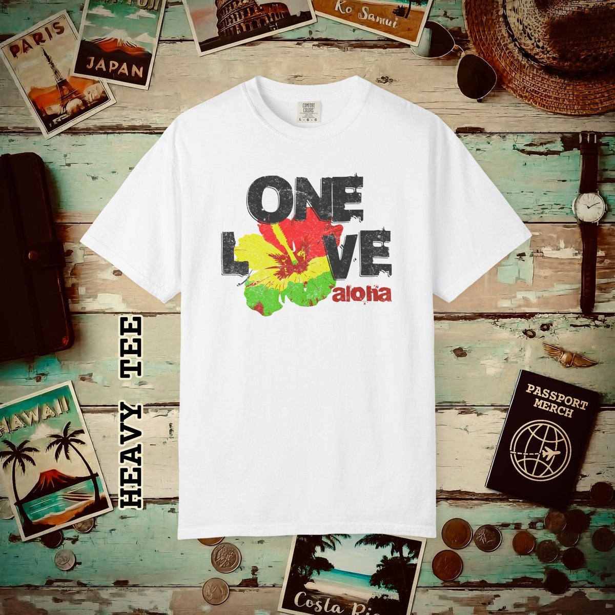 One Love, Aloha, Hawaii Heavy Tee White / S