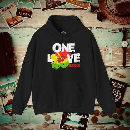 One Love, Aloha, Hawaii Hoodie Black / S
