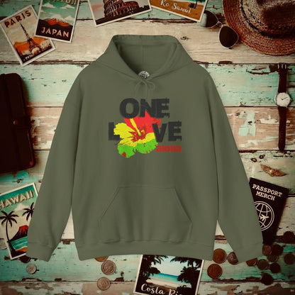One Love, Aloha, Hawaii Hoodie Military Green / S
