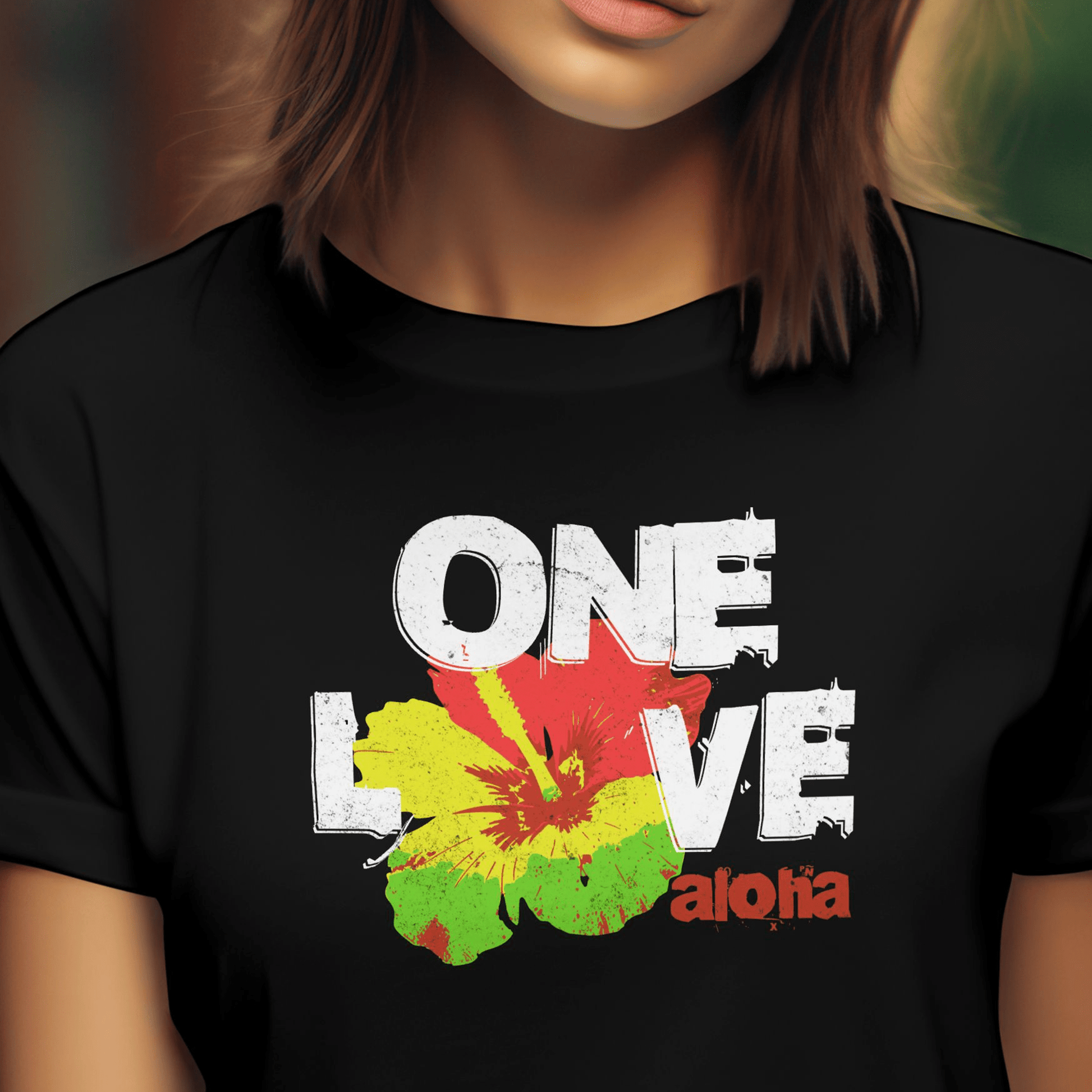 One Love, Aloha, Hawaii T-Shirt Black / S
