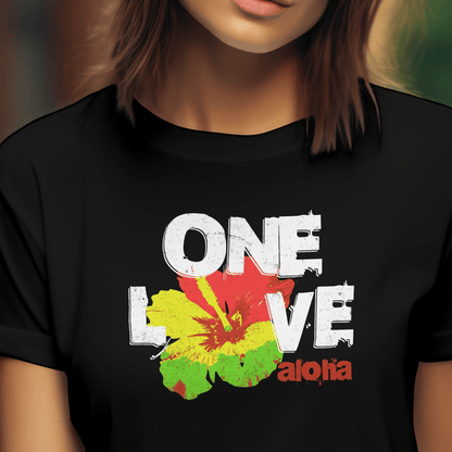 One Love, Aloha, Hawaii T-Shirt Black / S