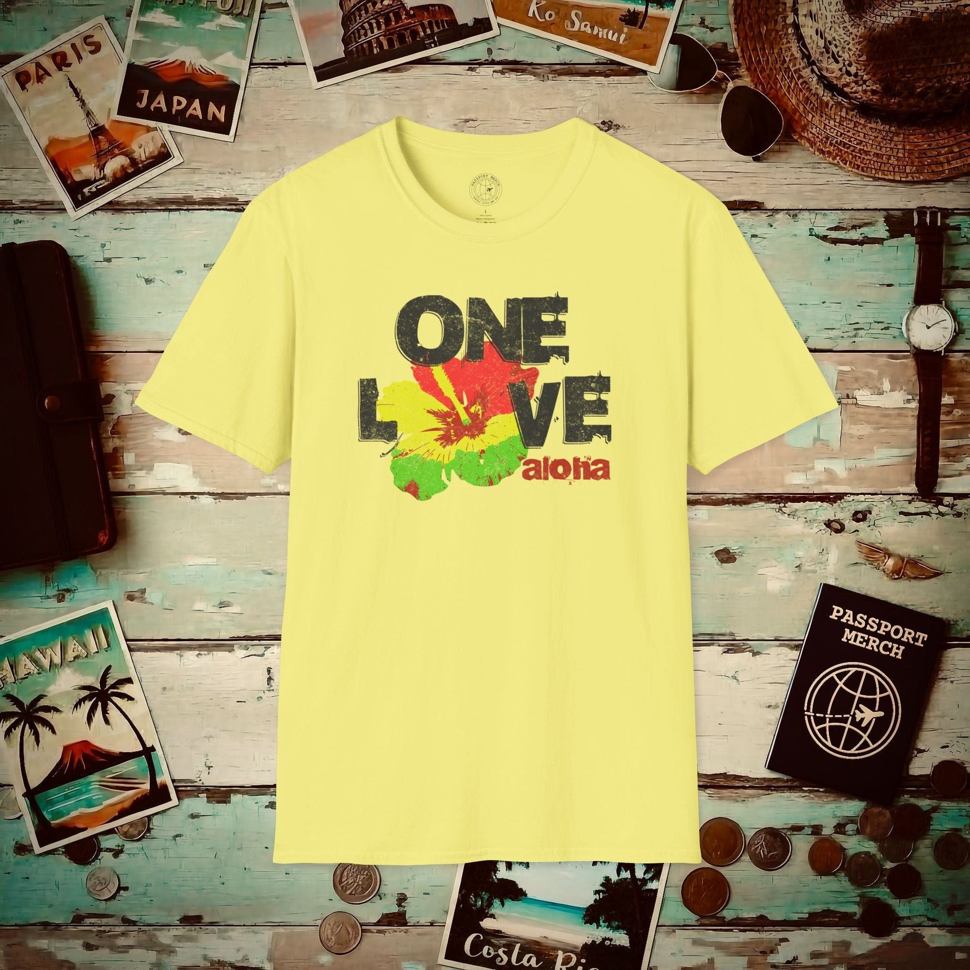 One Love, Aloha, Hawaii T-Shirt Cornsilk / S
